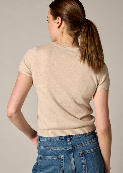 Sonya Hopkins 100% cashmere tiny t in pale marle beige