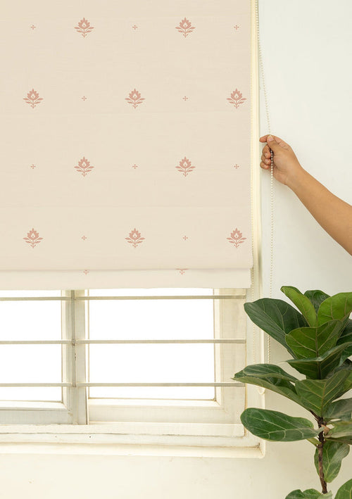 Cava Rust Minimal Printed 100% Cotton Sheer Blind For Living Room | Light Reduction