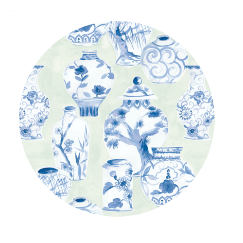 Caspari Party Celadon Porcelain Salad/Dessert Plates