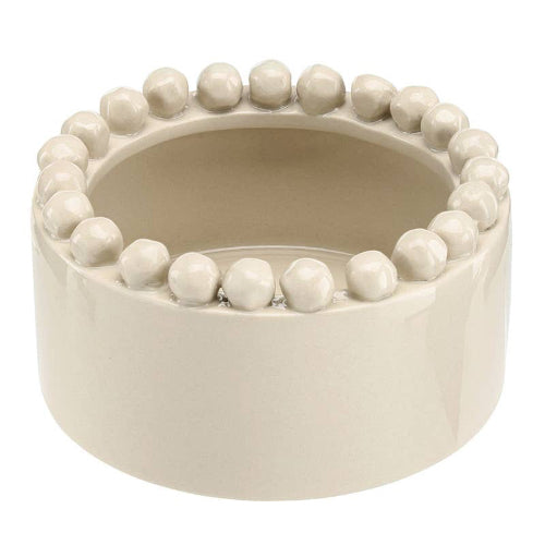 Santa Barbara Design Studio by Creative Brands 4.5" Dia x 2.25" H ,  3.5" Center Dia Ceramic Beaded Wine Coaster - Natural