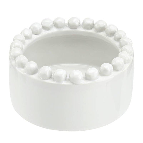 Santa Barbara Design Studio by Creative Brands 4.5" Dia x 2.25" H Ceramic Beaded Wine Coaster - White