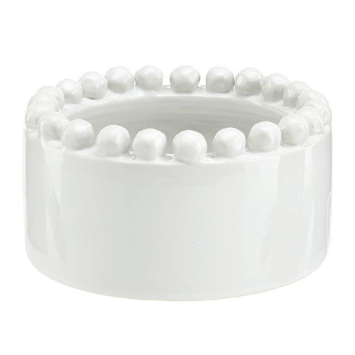 Santa Barbara Design Studio by Creative Brands 4.5" Dia x 2.25" H Ceramic Beaded Wine Coaster - White