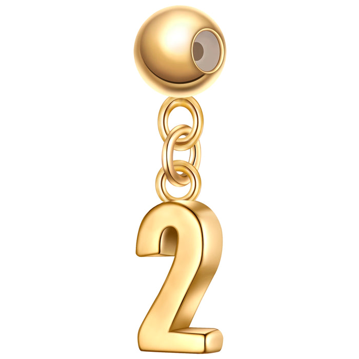 Charm Anhänger Zahl 2 gold