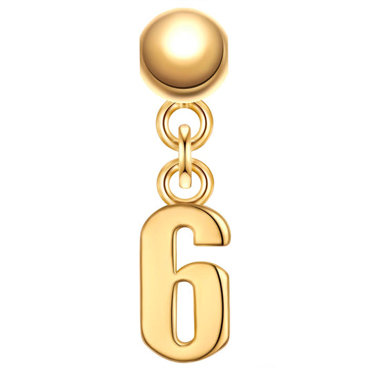 Charm Anhänger Zahl 6 gold