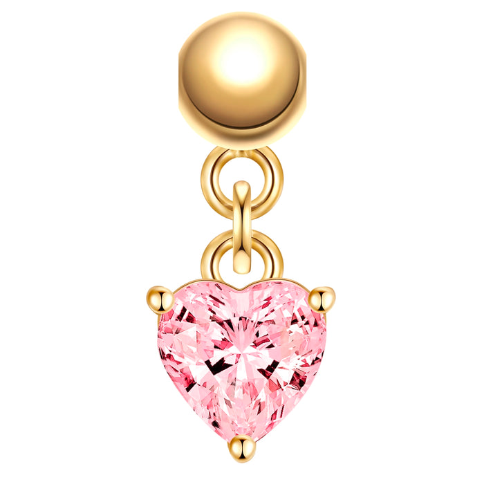 Charm Herz gold mit Zirkonia pink
