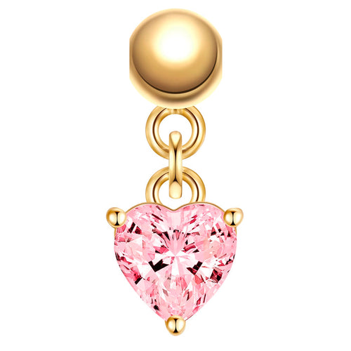 Charm Herz gold mit Zirkonia pink