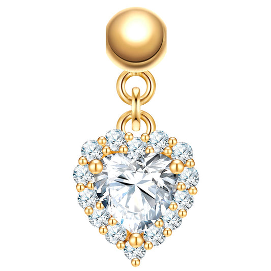 Charm Herz gold mit Zirkonia weiß