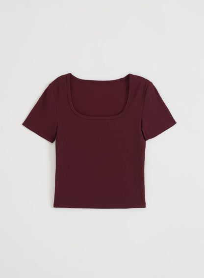 Cherry Ribbed Performance Short Sleeve