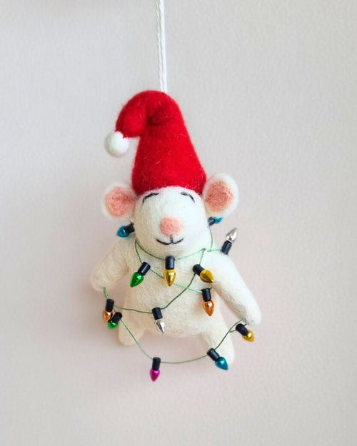 Christmas Lights Felt Mouse Ornament