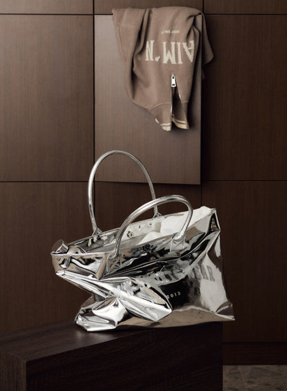 Silver Chrome Tote Bag