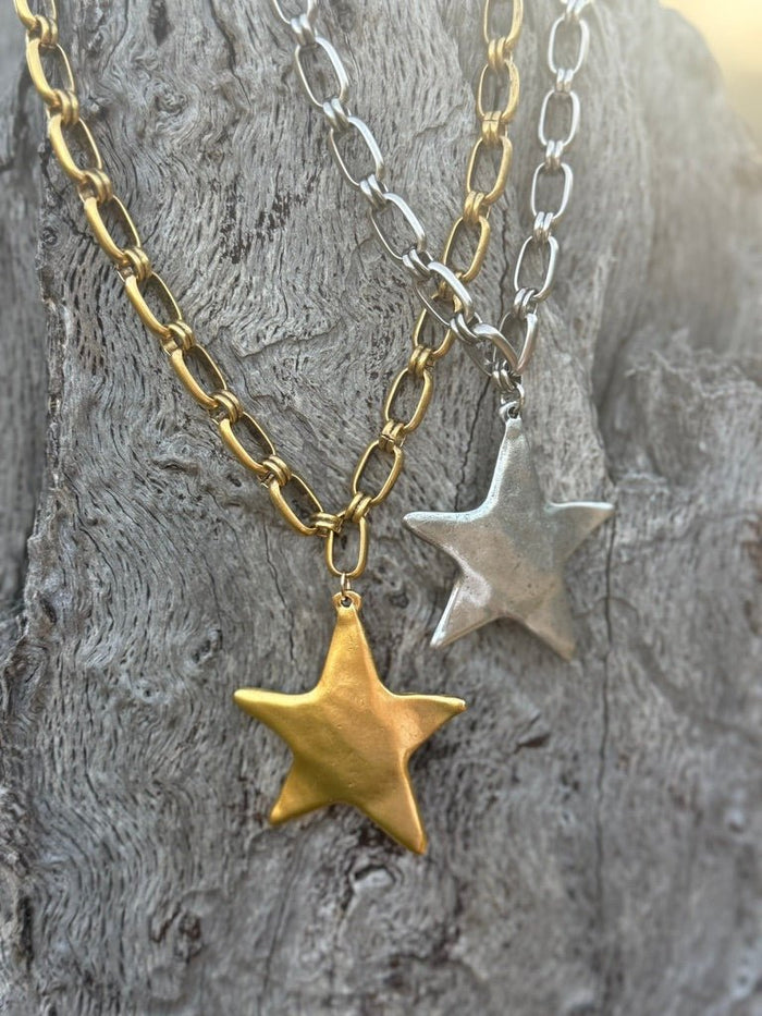 Chunky Gold Star Link Necklace