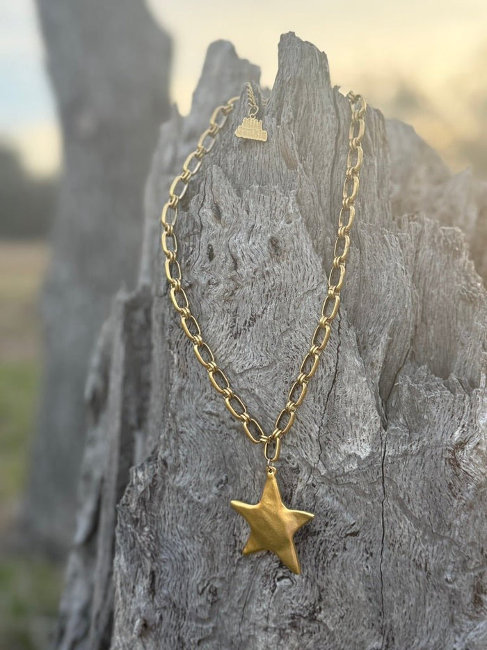 Chunky Gold Star Link Necklace
