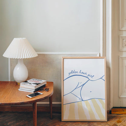 Coastal Beach Wall Art Set of 6, Blue Yellow Beach Gallery Wall, Meet Me At The Beach, Lobster & Shell Coastal Print, Summer Beach House Art