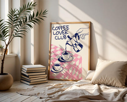 Set Of 3 Coffee Lover Club Wall Art, Retro Coffee Poster, Coffee Cart Print, Coffee Station Decor, Coffee Lover Gift, Coffee Bar Print Art