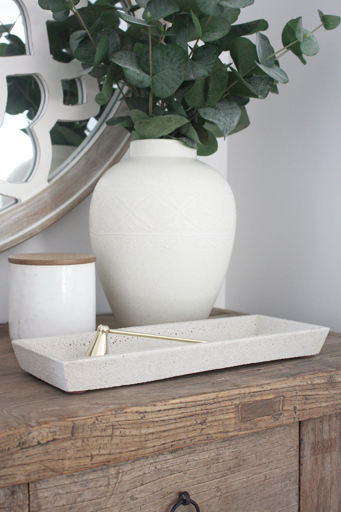 Concrete Rectangle Tray - Cream