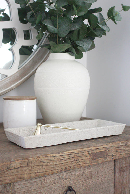Concrete Rectangle Tray - Cream