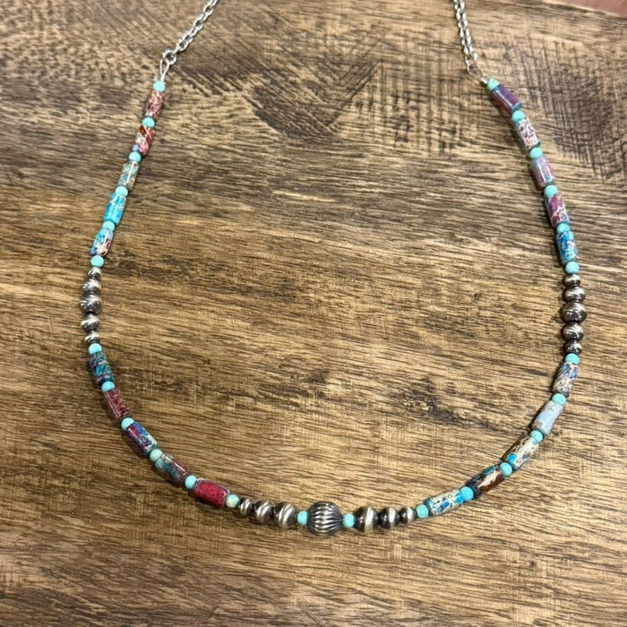 Sedona Sky Barrel Beaded Necklace