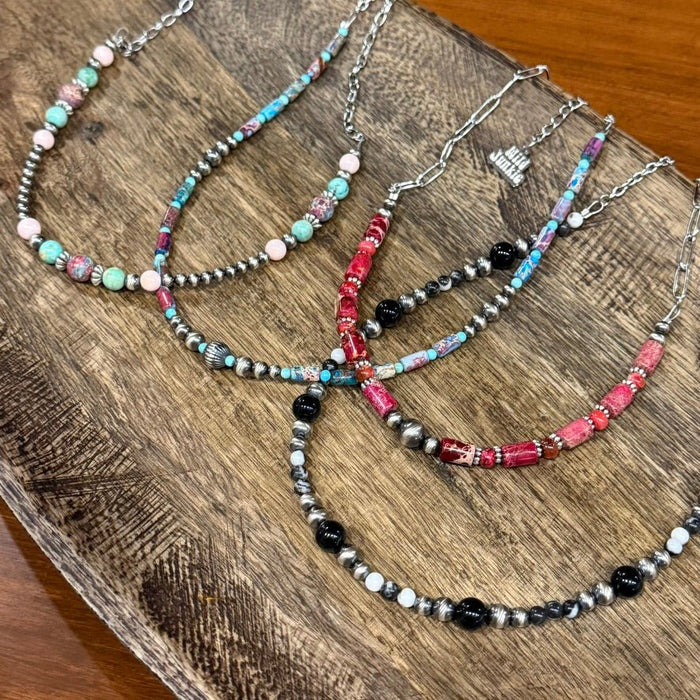 Sedona Sky Barrel Beaded Necklace