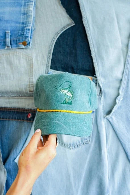 Cowboy Riding A Fish Embroidered Trucker Hat