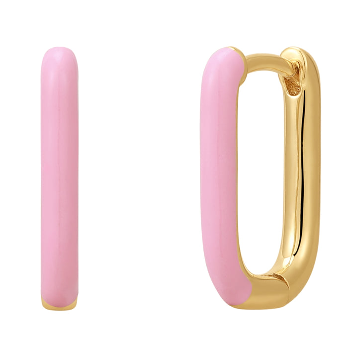 Creolen gold Emaille rosa