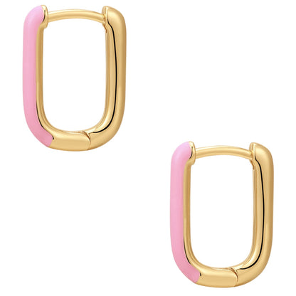 Creolen gold Emaille rosa