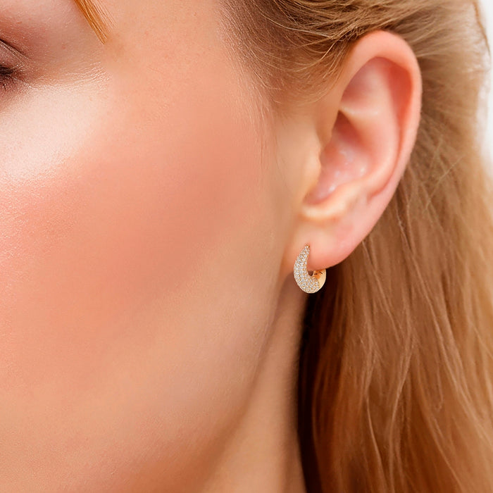 Creolen gold geschwungen mit Zirkonia