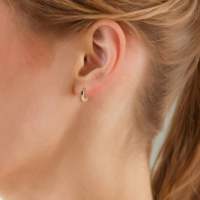 Creolen gold mit Emaille schwarz