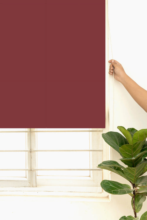 Crimson Red 100% Cotton Plain Customizable blind for livingroom & Bedrooms-Room Darkening
