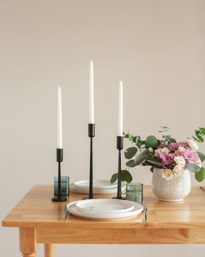 Dante Hand-Forged Iron Candle Stands | Set of 3