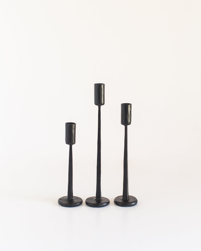 Dante Hand-Forged Iron Candle Stands | Set of 3