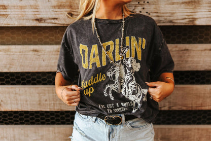 Darlin' Saddle Up Oversized Graphic TeeS