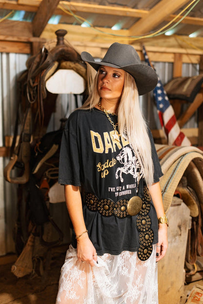 Darlin' Saddle Up Oversized Graphic TeeS