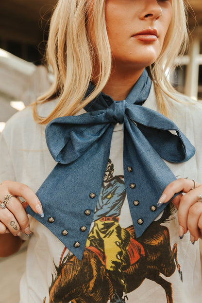 Denim Bow Dickey Collar