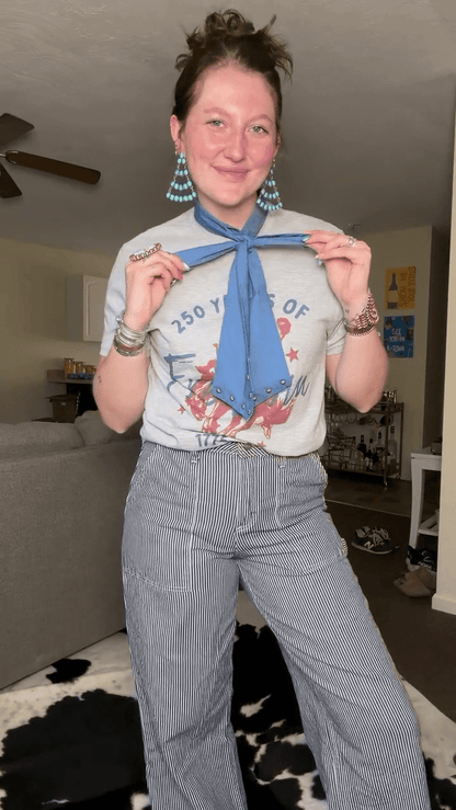 Denim Bow Dickey Collar