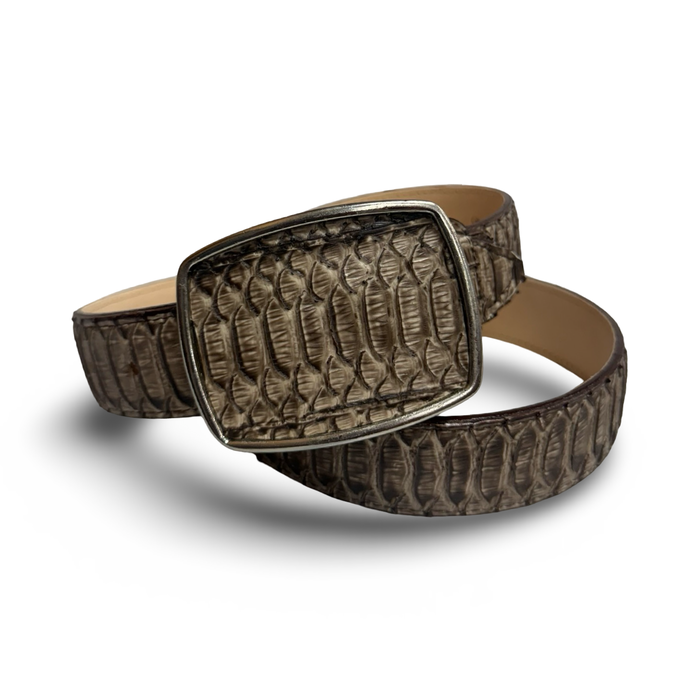 Desert-Inspired Faux Python Print Leather Belt