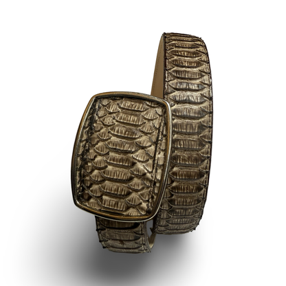 Desert-Inspired Faux Python Print Leather Belt