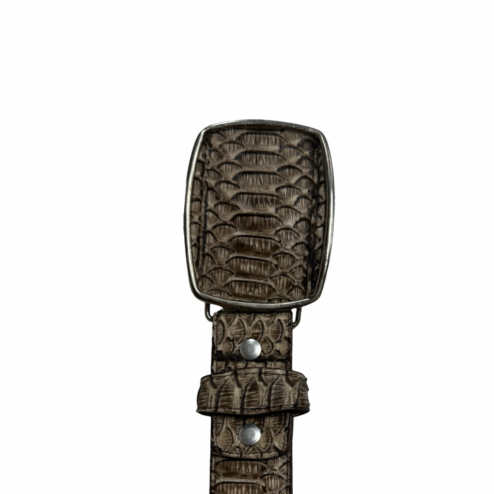 Desert-Inspired Faux Python Print Leather Belt