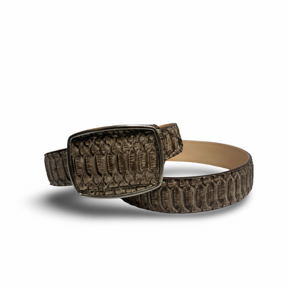 Desert-Inspired Faux Python Print Leather Belt