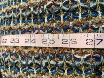 Designer Knitted Wool Blend Boucle - Brown / Gray / Turquoise