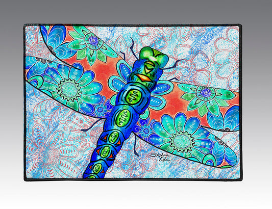 Dragonfly Flowers Door Mat