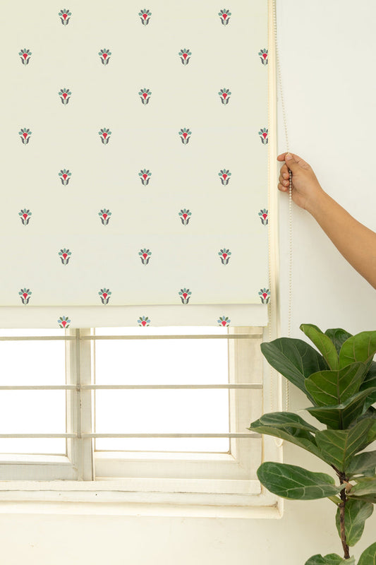 Emerald 100% Cotton Sheer Printed Customizable blind for livingroom & Bedrooms-Light Filtering