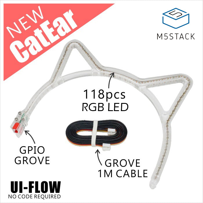 Cat Ears RGB LED Acrylic Headbands with Integrated Driver - m5stack-store