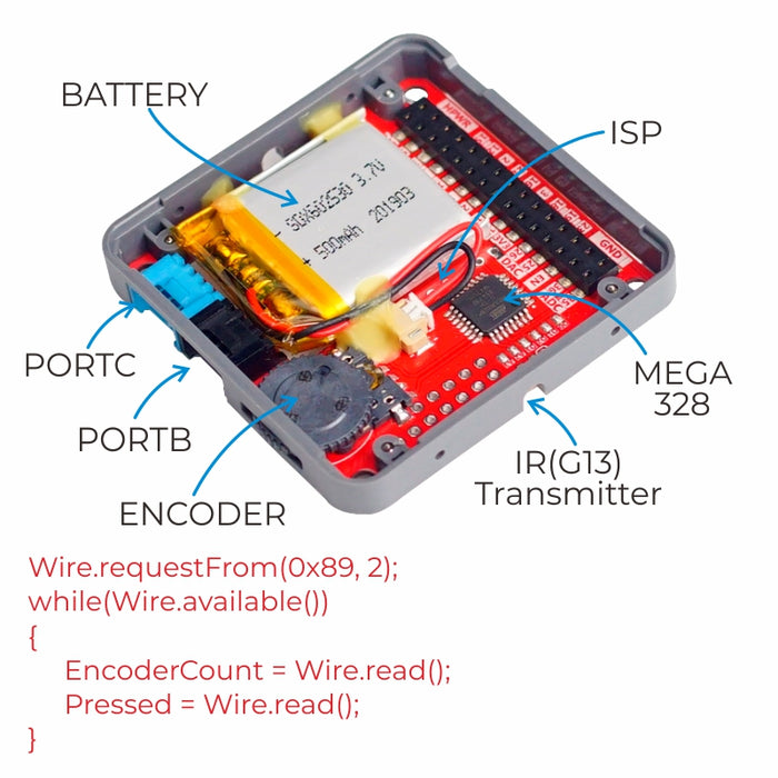 PLUS Module Encoder Module with MEGA328P 500mAh Battery - m5stack-store