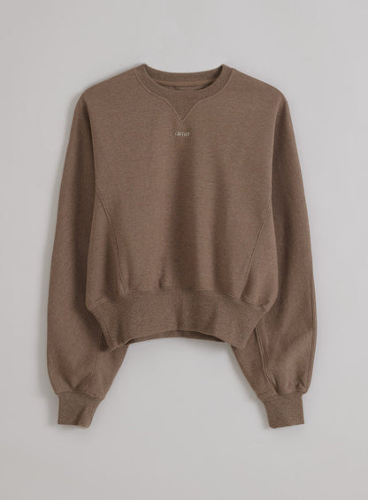 Espresso Melange Sportif Sweatshirt from aim'n in piqué-textured jersey with a cropped fit and ribbed trims.