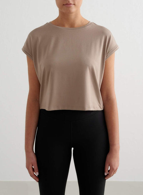 Espresso Soft Basic Roll Sleeve Top