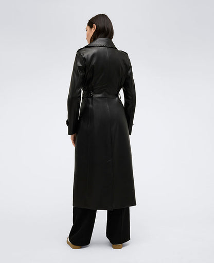Faux Leather Belted Trench