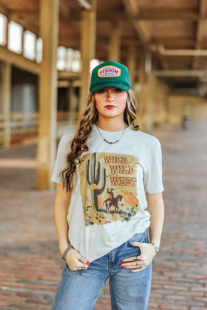 Fishin' Beats Workin' Patch Trucker HatDark Green