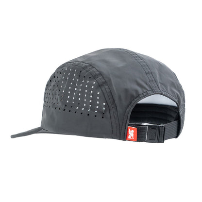 The back of the new Chrome Industries Five Panel Hat in black reflective