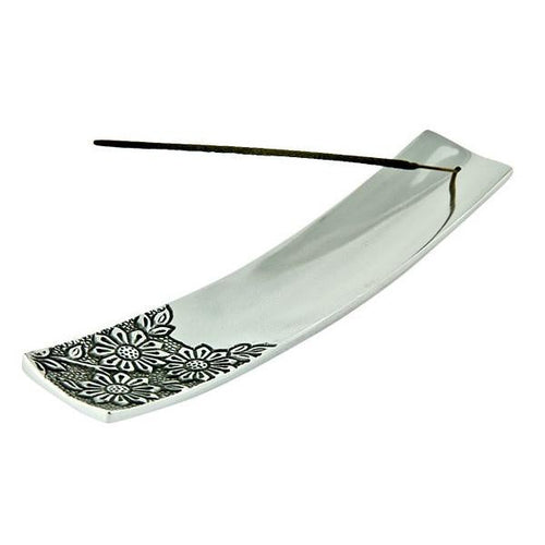 Floral Carved Aluminum Incense Burner - Zero Point Crystals