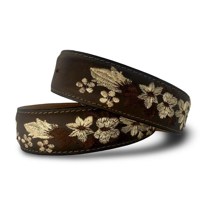 Floral Embroidered Leather Belt